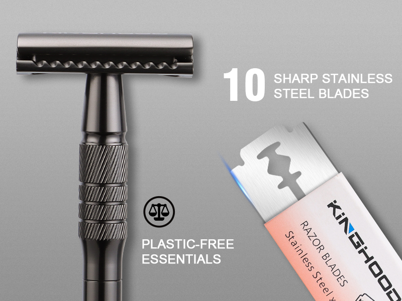 Single Blade Safety Razor Reusable EcoFriendly Zero Waste Metal Razor with 10