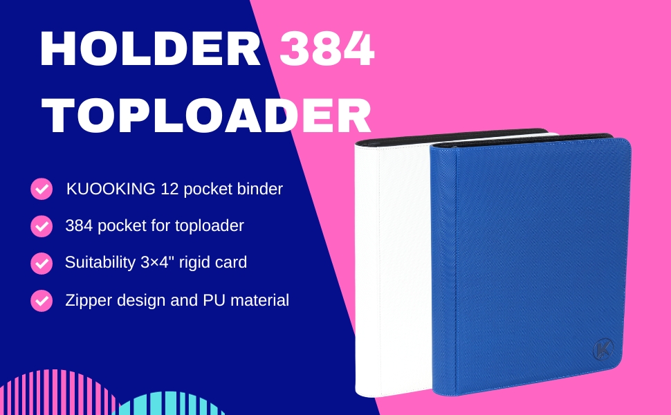 KUOOKING Toploader Binder, Holds 384+ Top Loaders for Cards