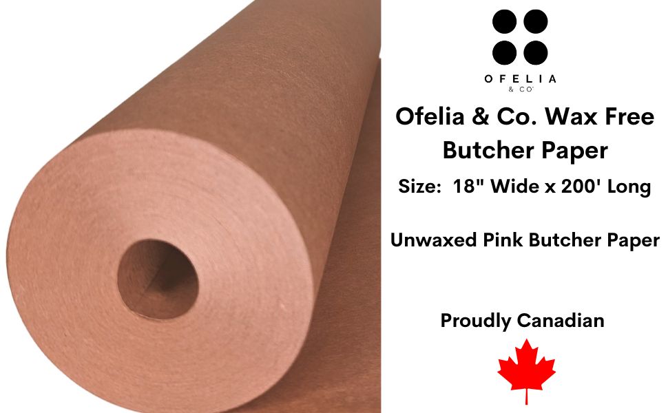 Ofelia & Co. 18" Wide 200 Feet (2,400 inchs) Pink Wax Free Butcher Paper for Wrapping Meats