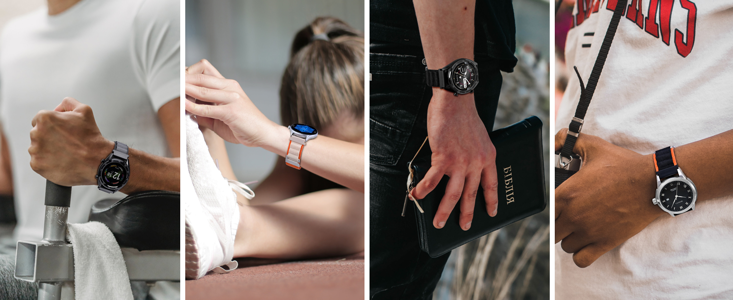 WOCCI Alpine Loop Nylon Watch Bands, Adjustable Sport Straps for Men and Women 18mm 20mm 22mm