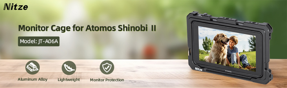 Description Picture 3 of itemNitze Cage Kit for Atomos Shinobi II Monitor with Built-in Cold Shoe, NATO Rail JT-A06A and PU Leather Sunhood JT-A06B