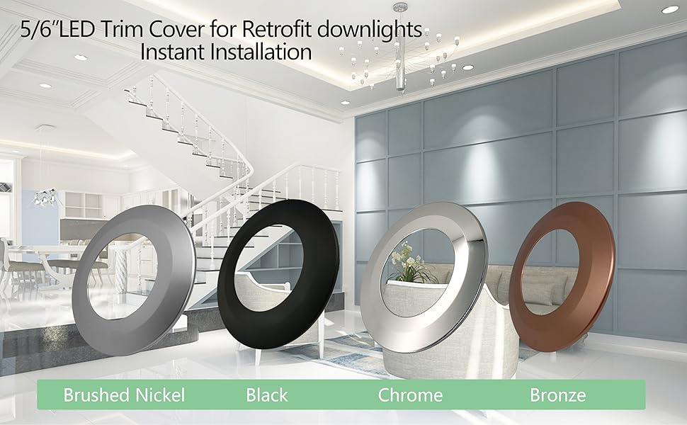 Soliseed 5/6 Inch LED Can Lights +Goof Ring and Trim Cover for 5/6 Inch