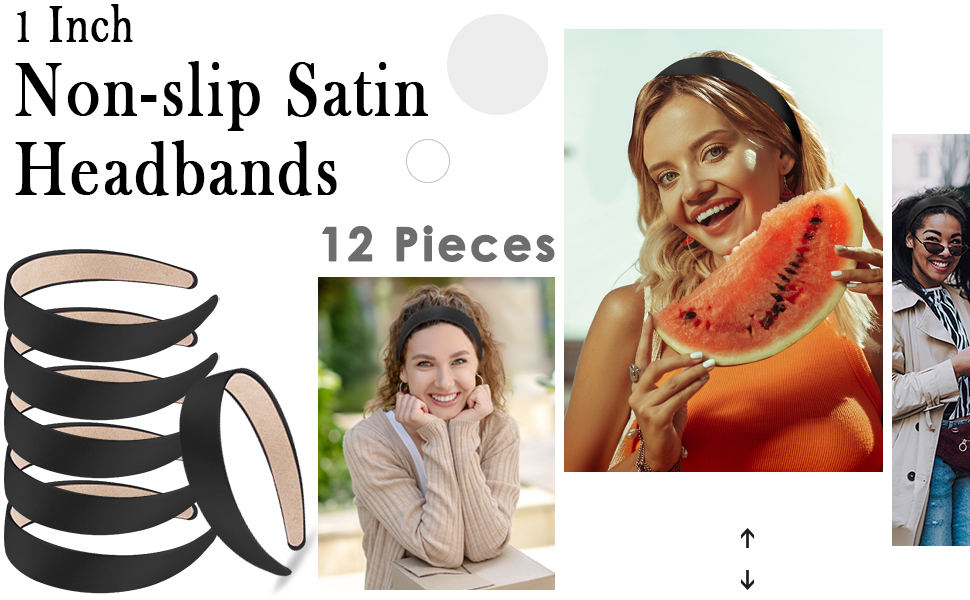 The 1 inch non-slip satin headbands