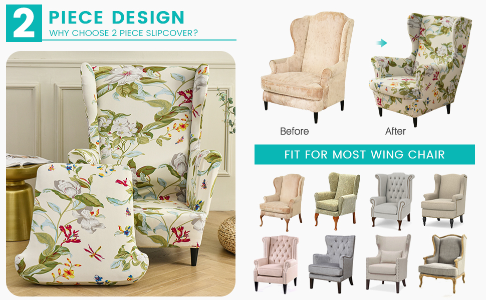 MINGPINHUIUS Wingback Chair Cover Sofa Slipcover Stretch Polyester