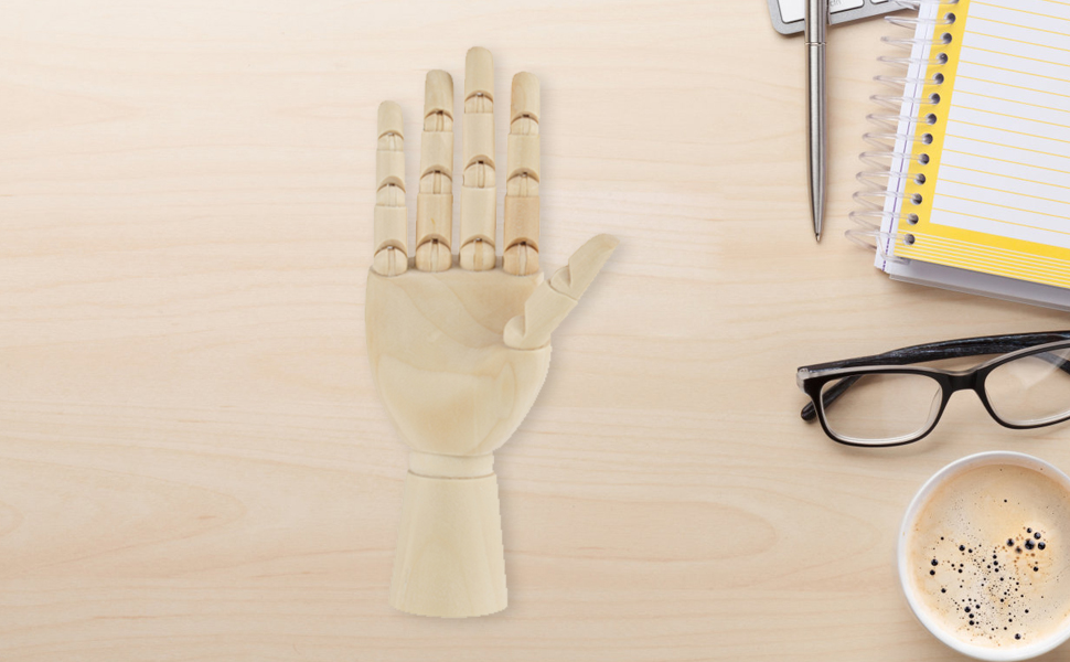 Wooden Hand Model, Flexible Moveable Wooden Women Mannequin Hand Artist Model Jointed Articulated Wood Sculpture for Sketching Drawing Painting Artwork Home Office Desk Decoration(10 "Left Hand) 20 Model hand made of wood