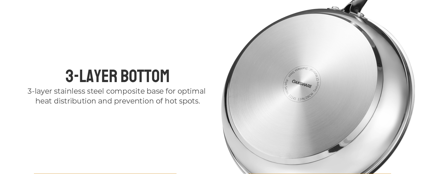 OAKSWARE Stainless Steel Frying Pan 28cm, Nonstick Frying Pans