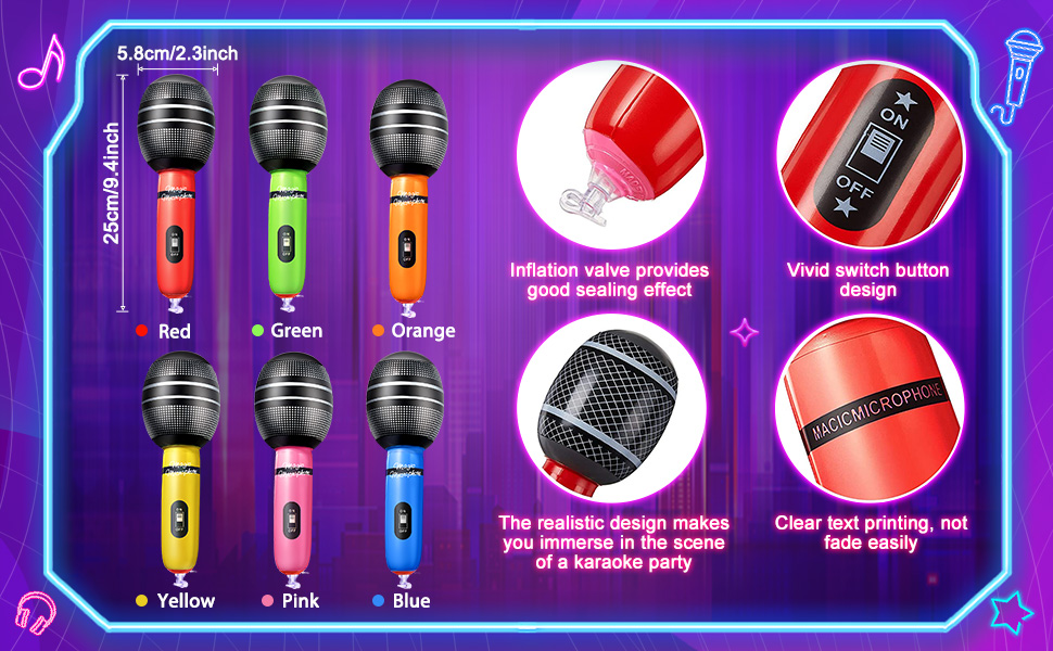 Zhanmai Inflatable Microphones Blow up Microphone Assorted