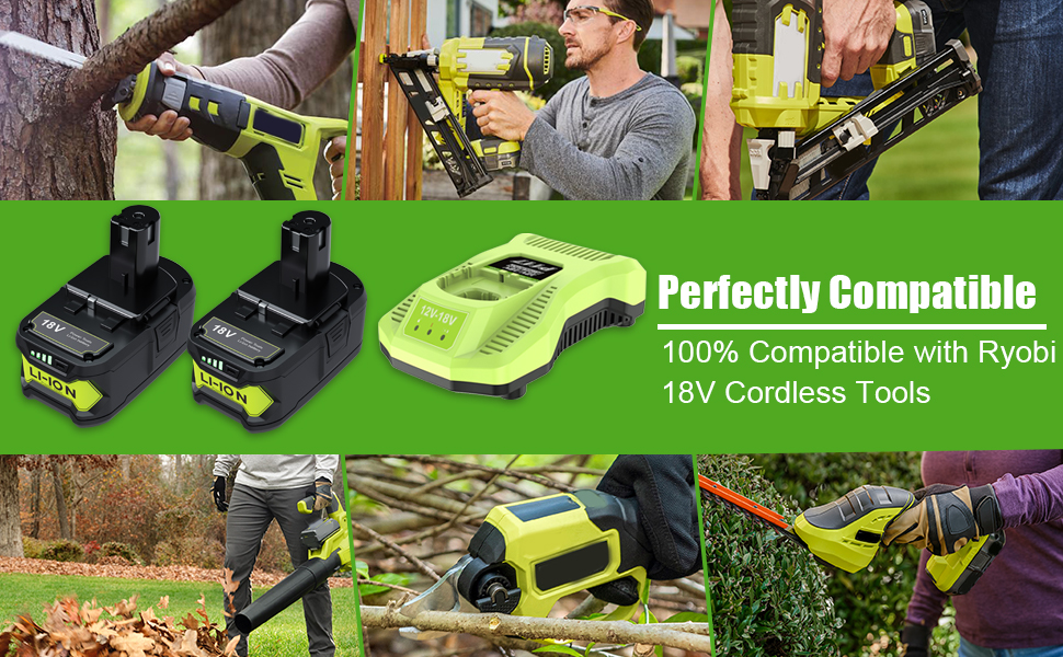 6.0Ah Replacement for Ryobi 18V Battery, Compatible with