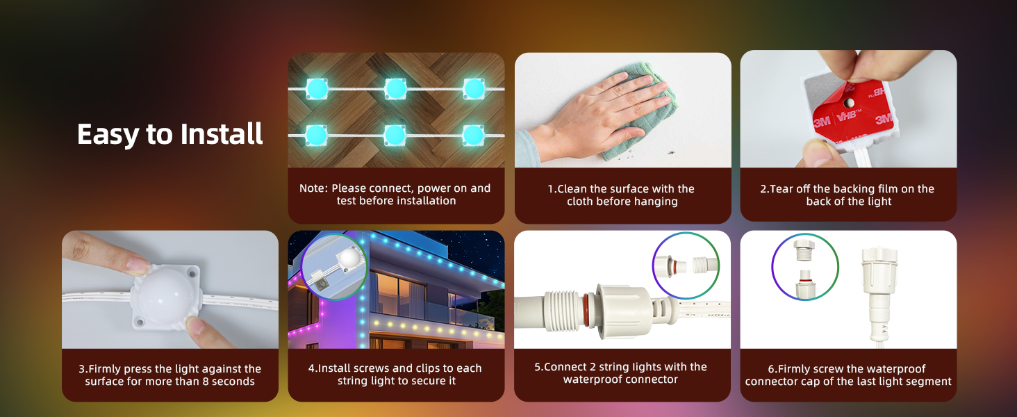 Smart Outdoor Dot String Lights - Installations