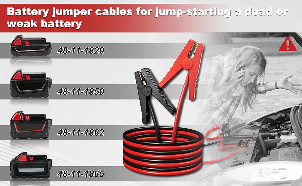 Jumper Cable Clamps for Milwaukee M18 18V Battery Jumper Starter