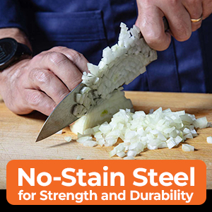 No-Stain Steel for Strength and Durability of 19-Piece Knife Block Set