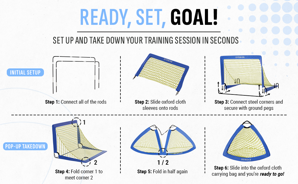 Evorise Pop Up Soccer Goals for Backyard Soccer Training Equipment Includes