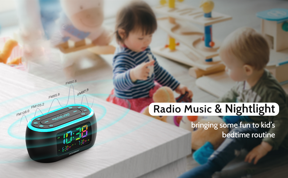 HOUSBAY 3 in 1 Alarm Clock for Bedrooms Clock Radio