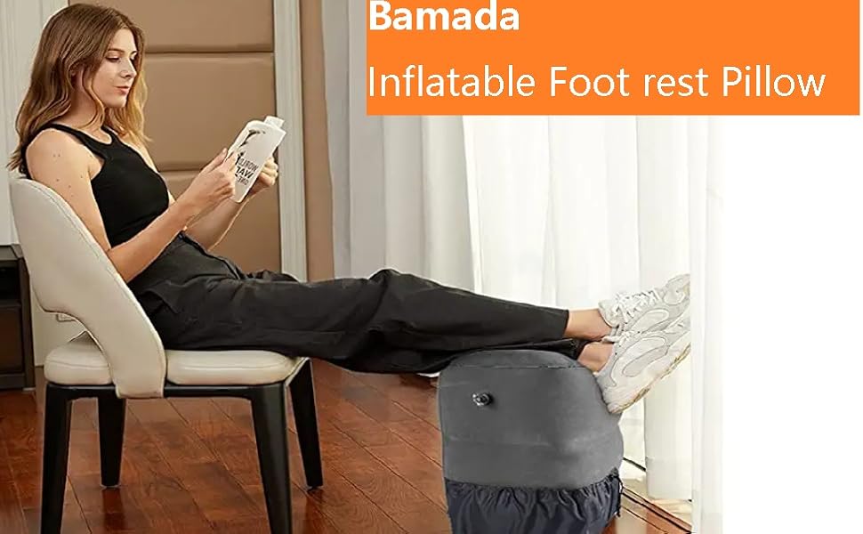 Inflatable Foot Rest Travel Pillow, Adjustable Leg Rest for Airplane, Office Desk, Trains