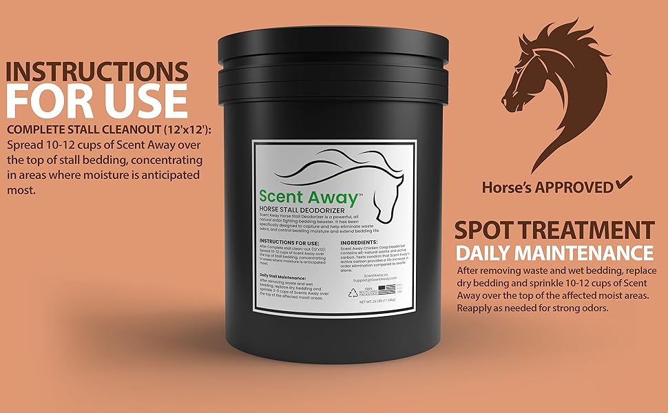 SCENT AWAY Horse Stall Deodorizer Odor Eliminator 100