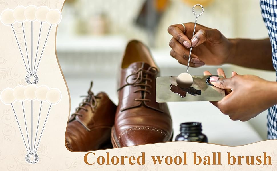 Wool Daubers Ball Brush with Metal Handle – Leather Dye Applicator Tool for Leather Crafting, Gluing