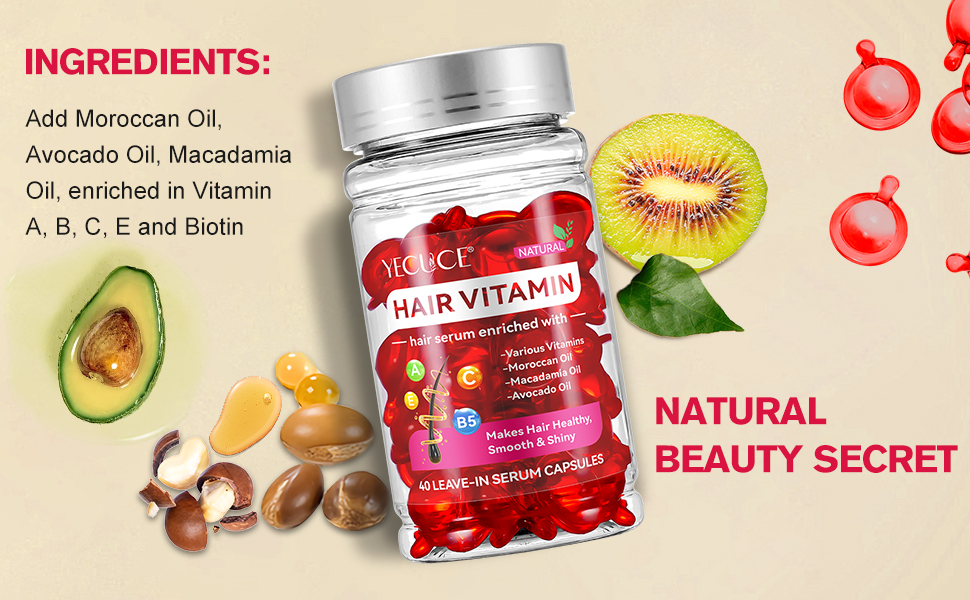 With Moroccan oil, avocado oil, macadamia oil, enriched in vitamin a, b, c, e and biotin