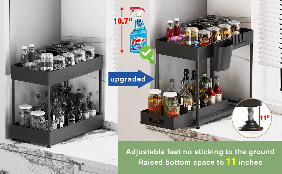 NYYTGE Sliding Under Sink Bathroom Organizer, 2 Pack Under