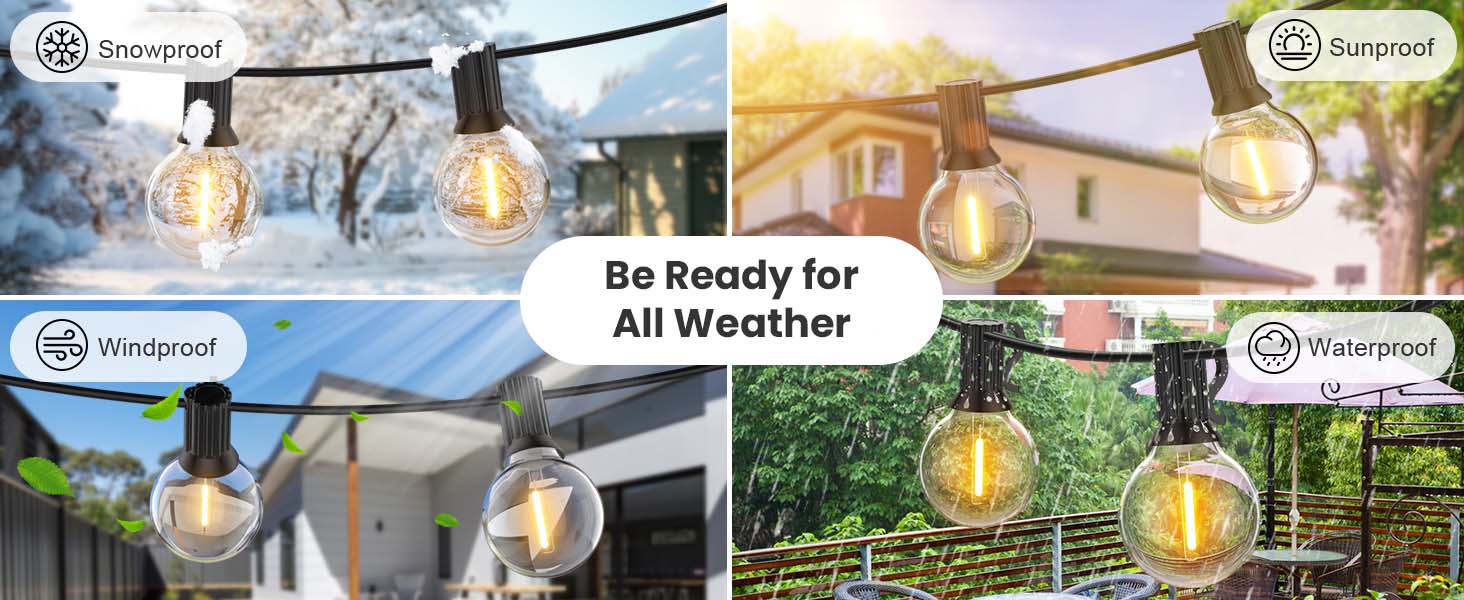 G40 Outdoor String Lights 25ft Decorative LED Bulbs