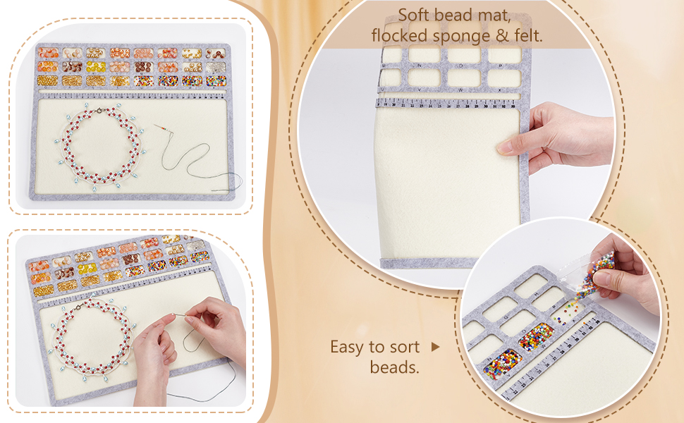 BENECREAT 2Pcs Rectangle Felt Bead Design Boards, Small Felt Beading