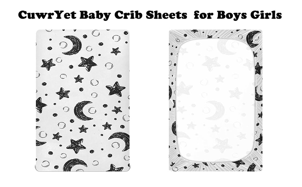 CuwrYet Crib Sheets Baby for Boys Girls Fitted Crib Sheet