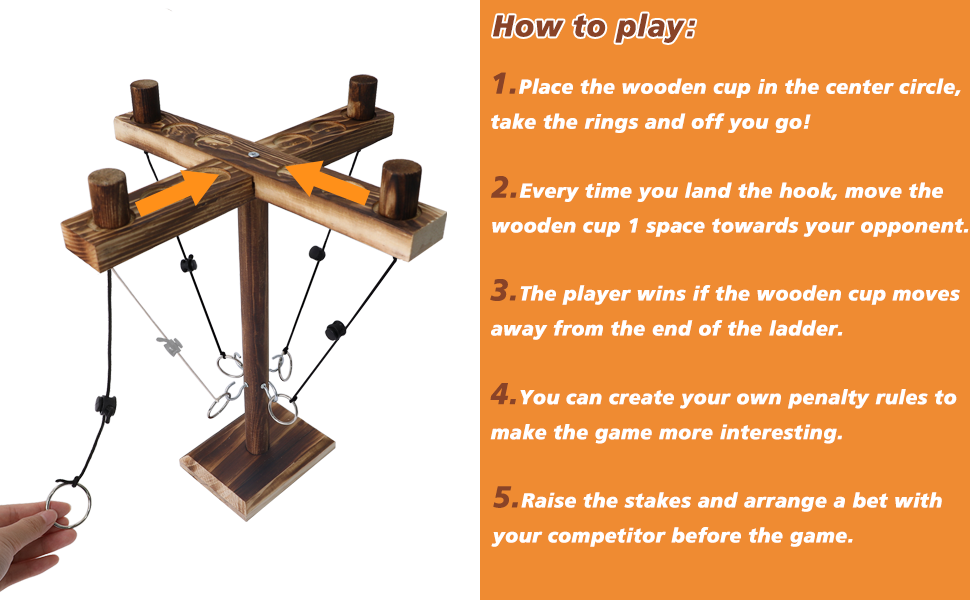 SOARFLY Hooks Ring Toss Game, Four People Toss Hook Throwing Interactive Battle Game, Handmade