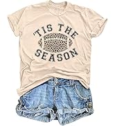 Game Day Football T Shirts Women Tis The Season Football Graphic Tee Funny Sunday Shirt Casual Sh...