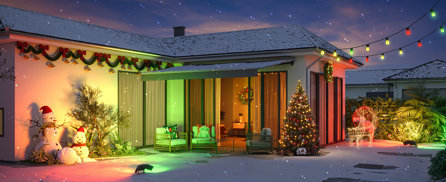 Smart Outdoor String Lights Christmas decor