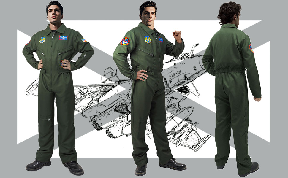 jump suit フライトスーツ　military Amazon.com: DigiTizerArt Men's Fighter Pilot Flight Suit