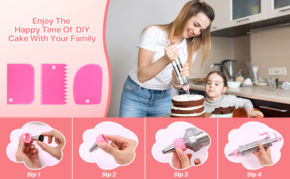 Icing Decoration Gun Set, Stainless Steel Dessert