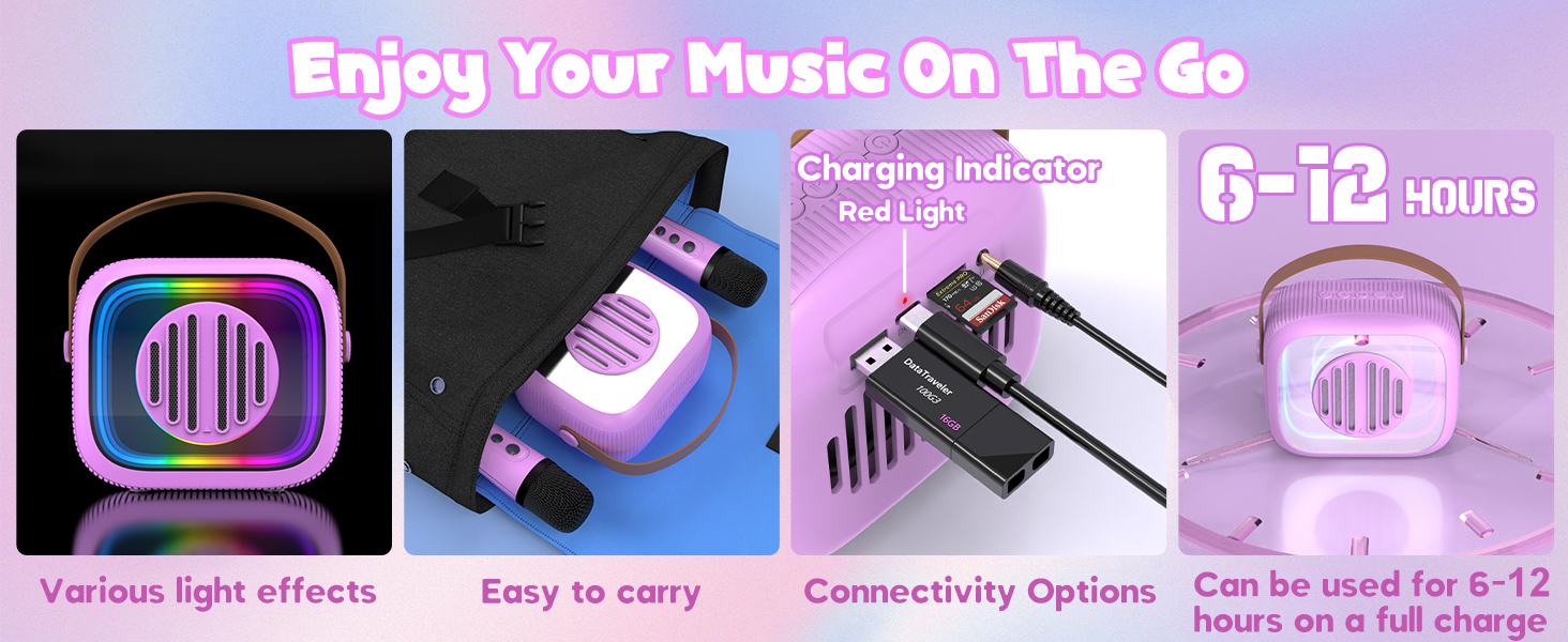 mini karaoke machine with 2 wireless microphones