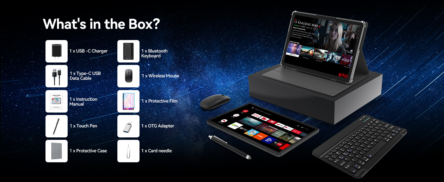 tablet with keyboard 16GB+128GB+1TB Expand, 7000mAh Battery,WiFi,Dual 4G Cellular,Tableta with Case
