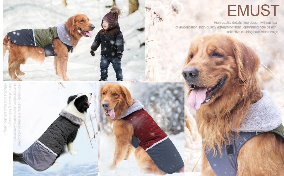 EMUST Dog Winter Coat, Reversible Fleece Dog Coat for Small Dogs