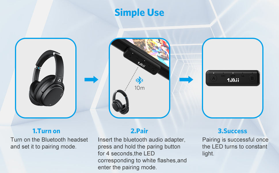 1mii Bluetooth Adapter for Nintendo Switch & Lite, Dual