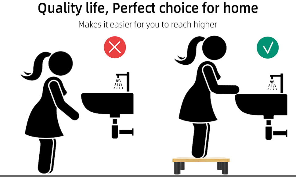 Metal with Bamboo Step Stool for Adult, New Upgrade