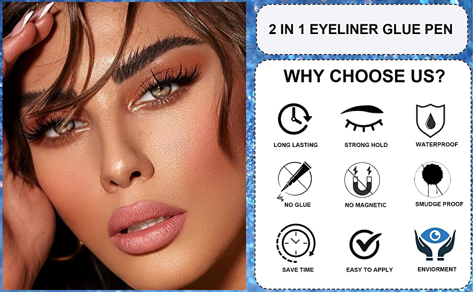 Eyelash Eyeliner Glue Pen,Lash Glue Pen Diamond Bling