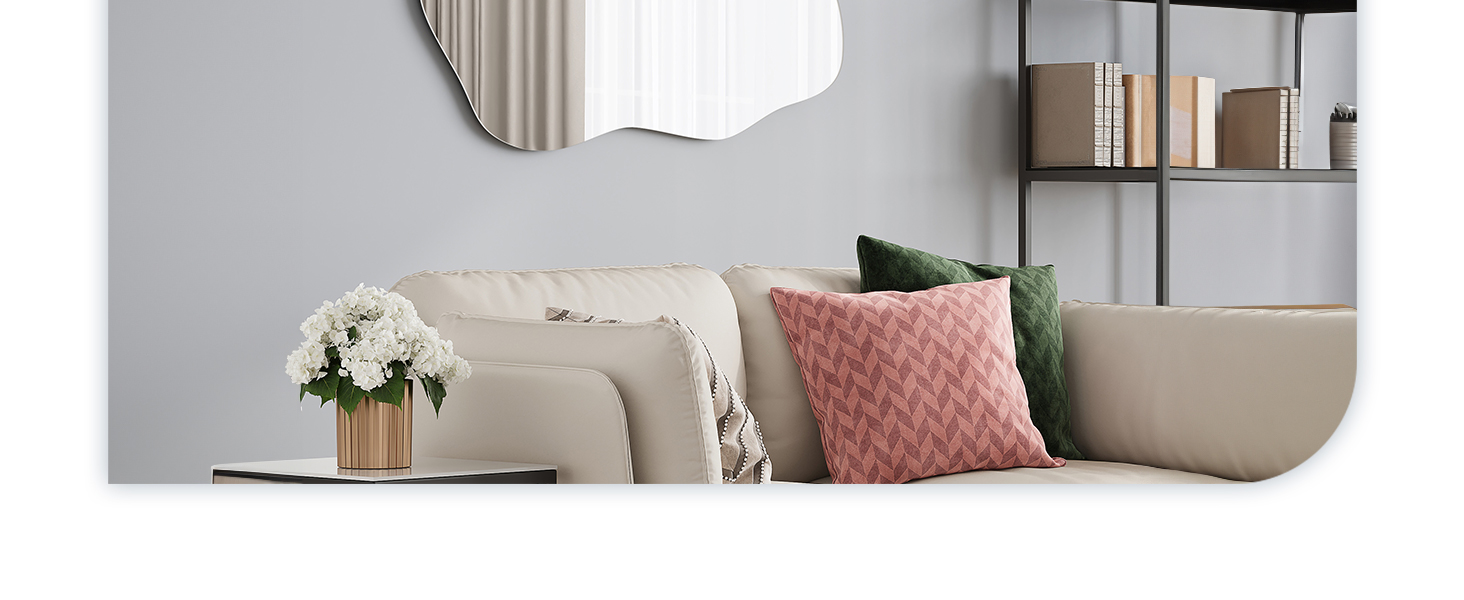 Barnyard Designs Asymmetrical Irregular ... 12 Cloud Wall Mirror Sturdy Mount Hanging Rope Easy Installation Coastal Charm