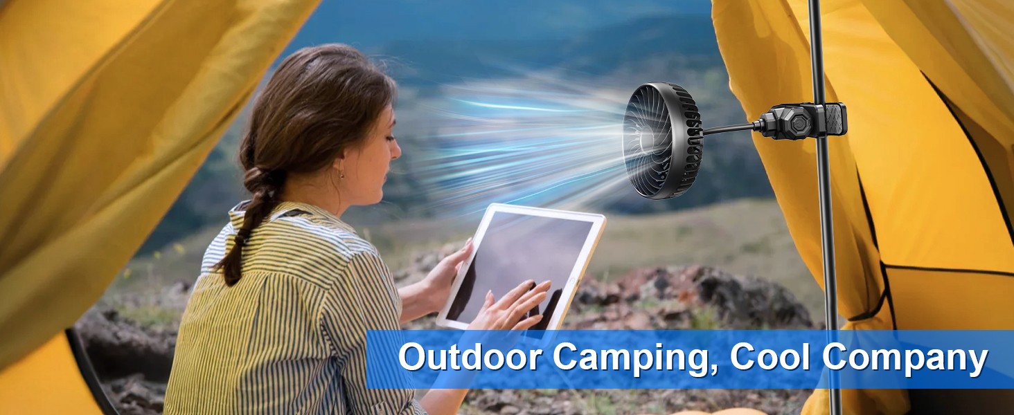 Car Clip on Fan, Long Hose 5V 2000mAh Rechargeable