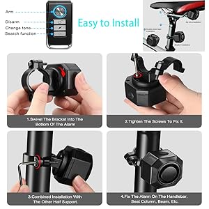 Bike Alarm with Remote, 110dB Anti Theft Car Alarm Wireless Vibration Motion Sensor
