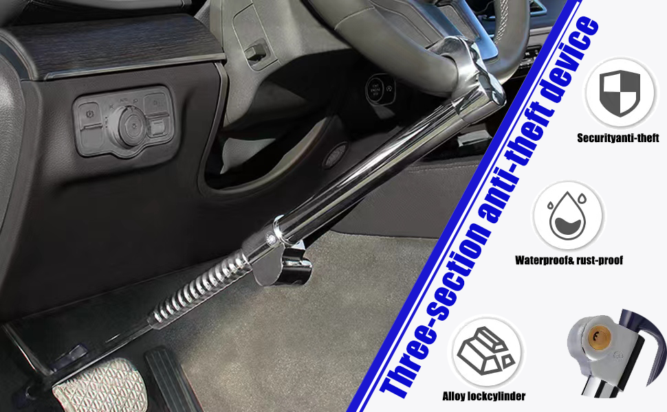 Steering Wheel Lock Bar, Solid Stainless Steel The Club Steering Wheel Lock Anti