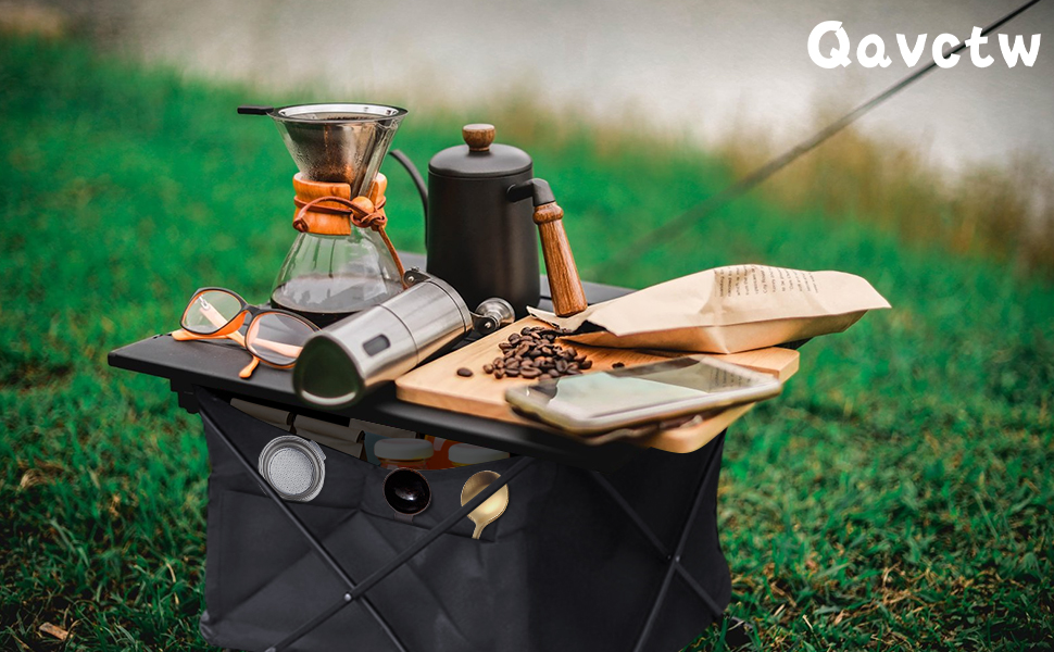 Qavctw Folding Small Camping Table Outdoor Portable Camping