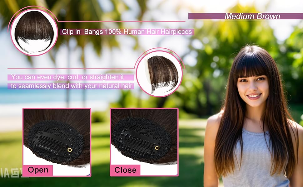 100% Human Hair Air Bangs Hairpieces