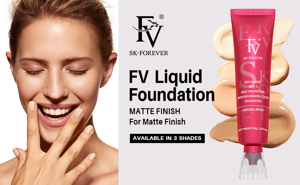 FV Foundation Makeup Waterproof Flawless Foundation, Lightweight & Medium Coverage, Makeup