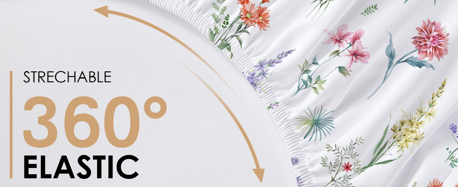 YIYEA Twin Fitted Sheet Only Floral Print 100 Brushed