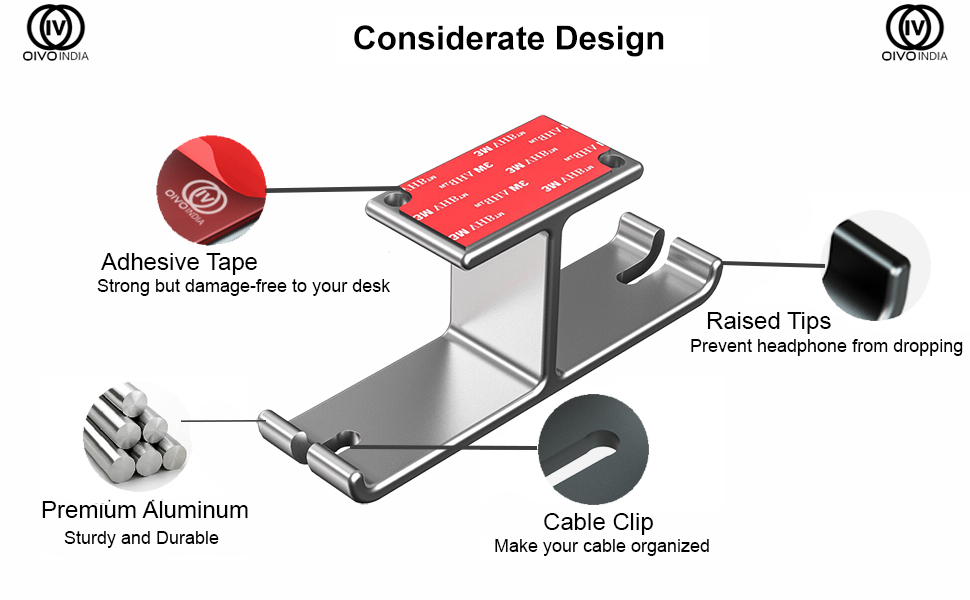 Headphone carrying under desk table stand