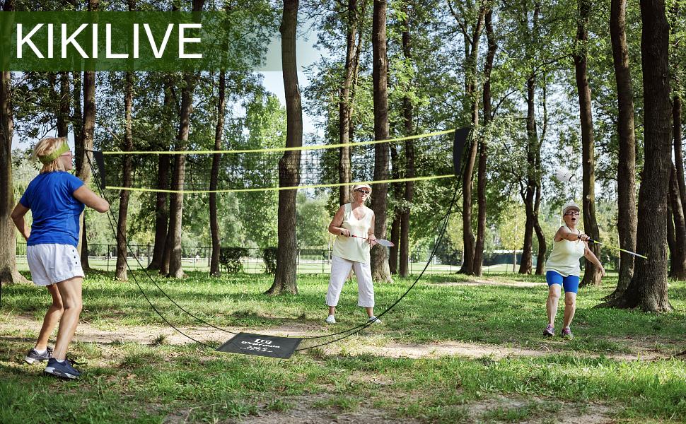 Portable Badminton Net with Stand Carrying Bag, KIKILIVE Folding