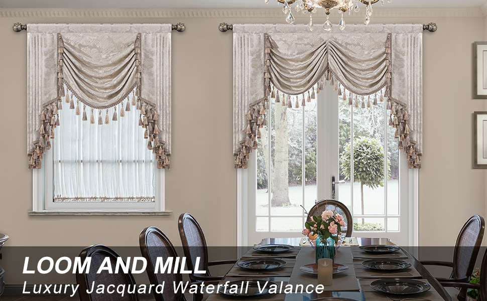 Loom and Mill Luxury Jacquard Waterfall Valance for Living
