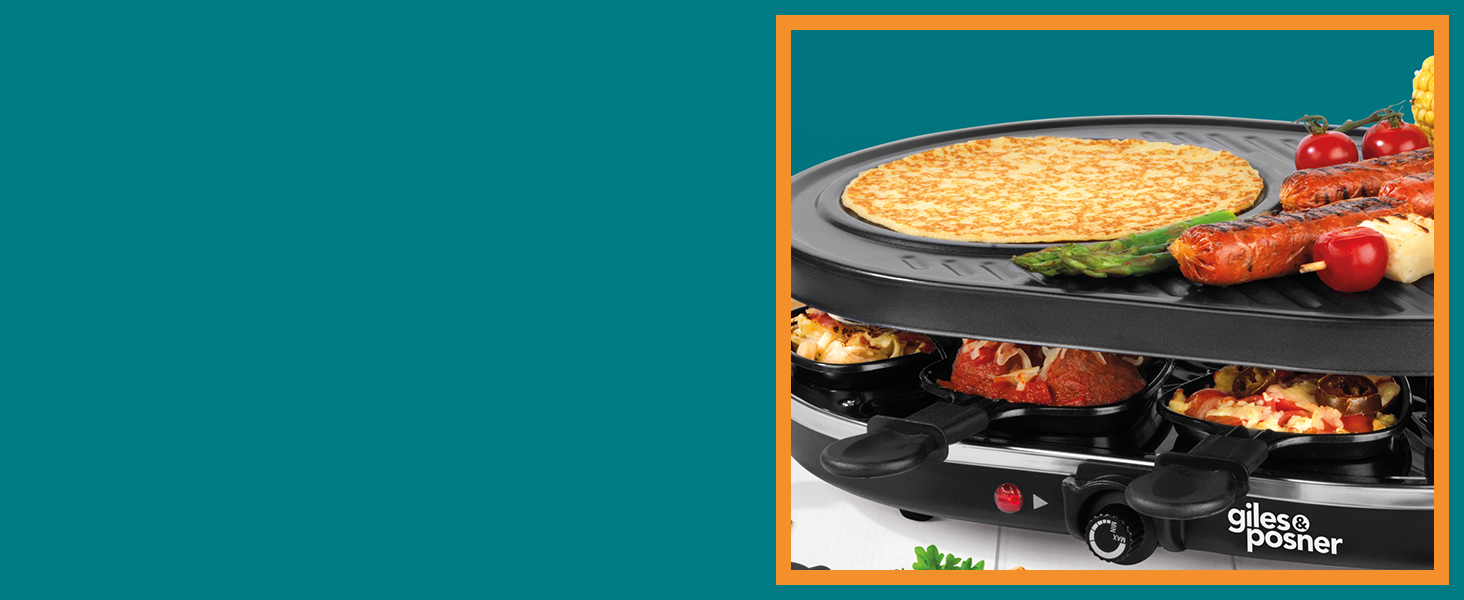 Giles & Posner EK4512G Electric NonStick Raclette Grill and Crepe