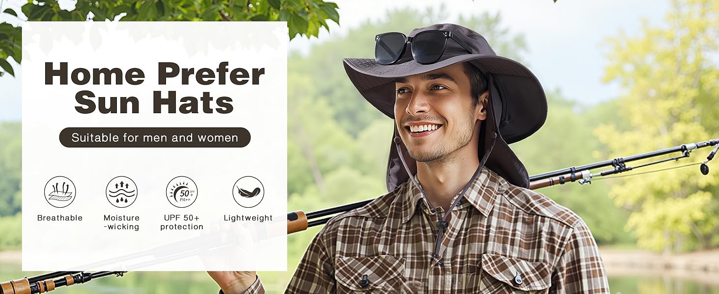 UPF50+ Sun hat with neck flap for men