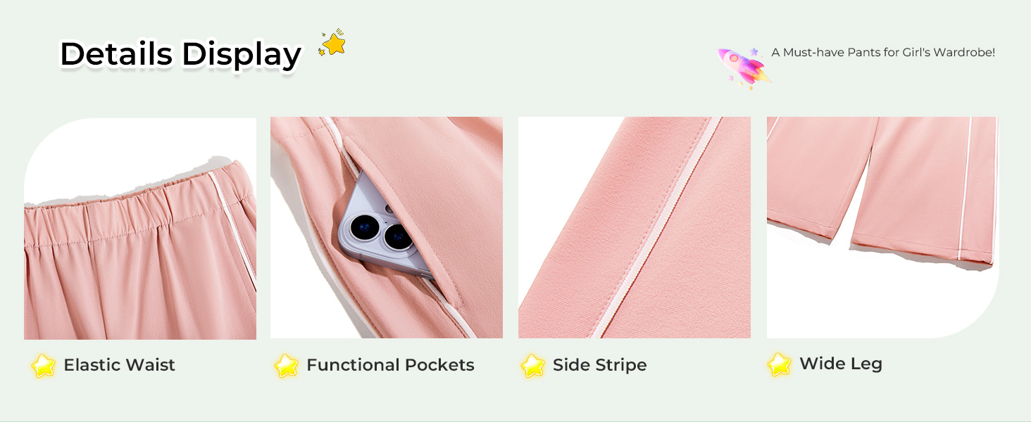 Girls Wide Leg Track Pants